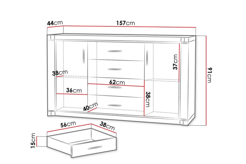 DALLAS Skänk 157x43,5x91 cm - Beige/Grå - Förvaring - Förvaringsmöbler - Skänkar & sideboards