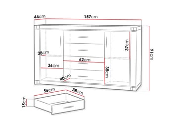 Dallas Skänk 157x43,5x91 cm LED-belysning - Beige/Grå - Förvaring - Förvaringsmöbler - Skänkar & sideboards