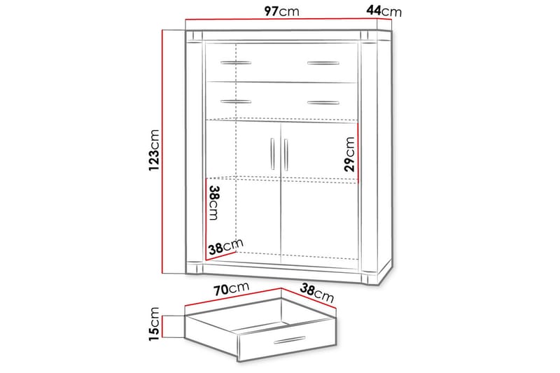 DALLAS Skänk 97x43,5x123 cm - Beige/Grå - Skänkar & sideboards