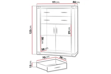 Dallas Skänk 97x43,5x123 cm LED-belysning - Beige/Grå - Förvaring - Förvaringsmöbler - Skänkar & sideboards