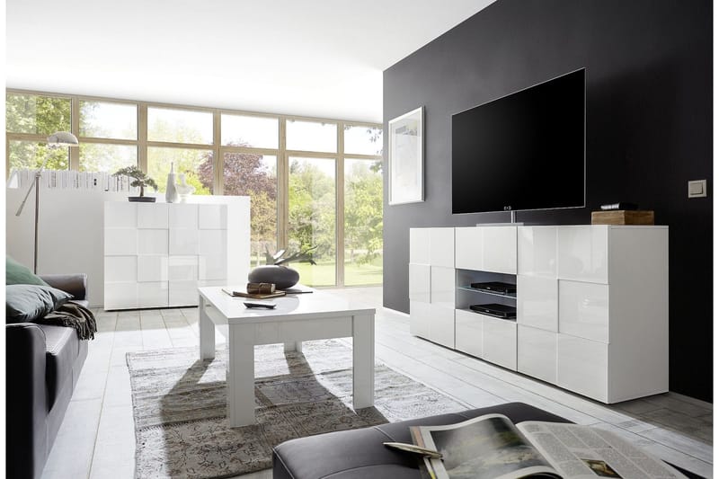 Dama Sideboard 181 cm med Lådor - Vit Högglanslack - Förvaring - Förvaringsmöbler - Skänkar & sideboards