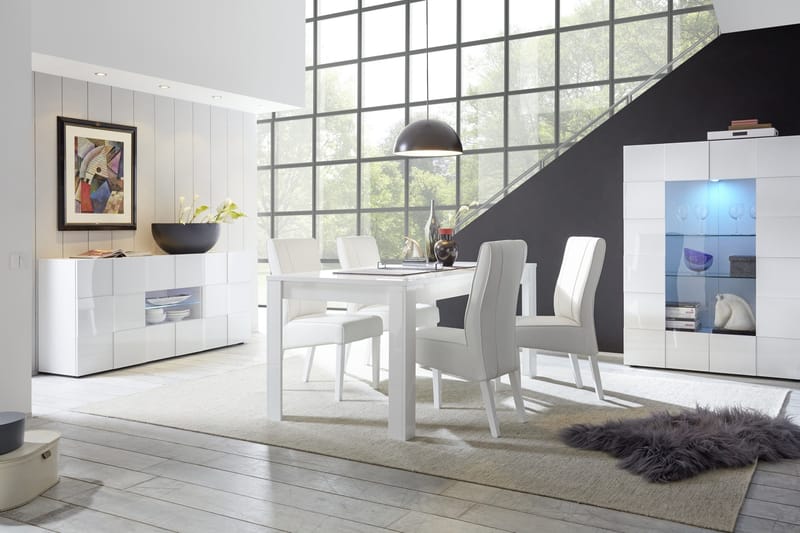 Dama Sideboard 181 cm med Lådor - Vit Högglanslack - Förvaring - Förvaringsmöbler - Skänkar & sideboards