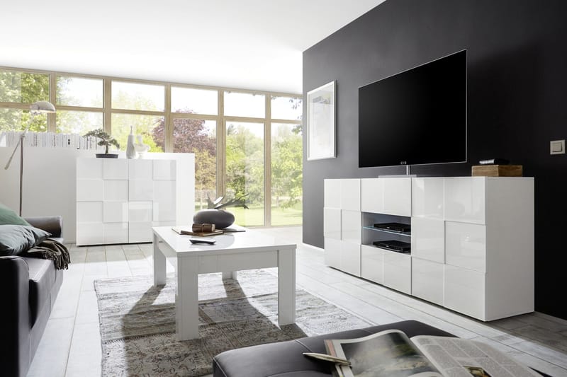 Dama Sideboard 181 cm med Lådor - Vit Högglanslack - Förvaring - Förvaringsmöbler - Skänkar & sideboards