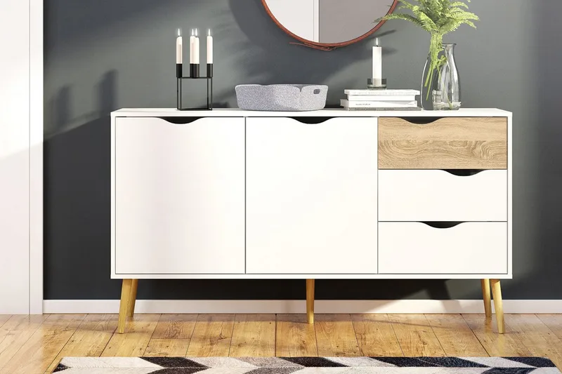 Delta Skänk 147 cm - Vit/Ek - Förvaring - Förvaringsmöbler - Skänkar & sideboards