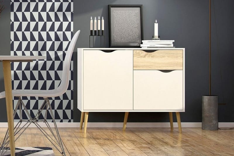 Delta Skänk 99 cm - Vit/Ek - Förvaring - Förvaringsmöbler - Skänkar & sideboards