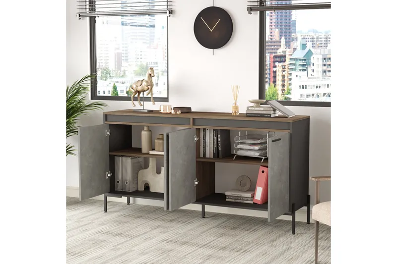 Desgrar Sideboard 46x184 cm - Brun/Betonggrå/Antracit - F örvaring - Förvaringsmöbler - Skänkar & sideboards