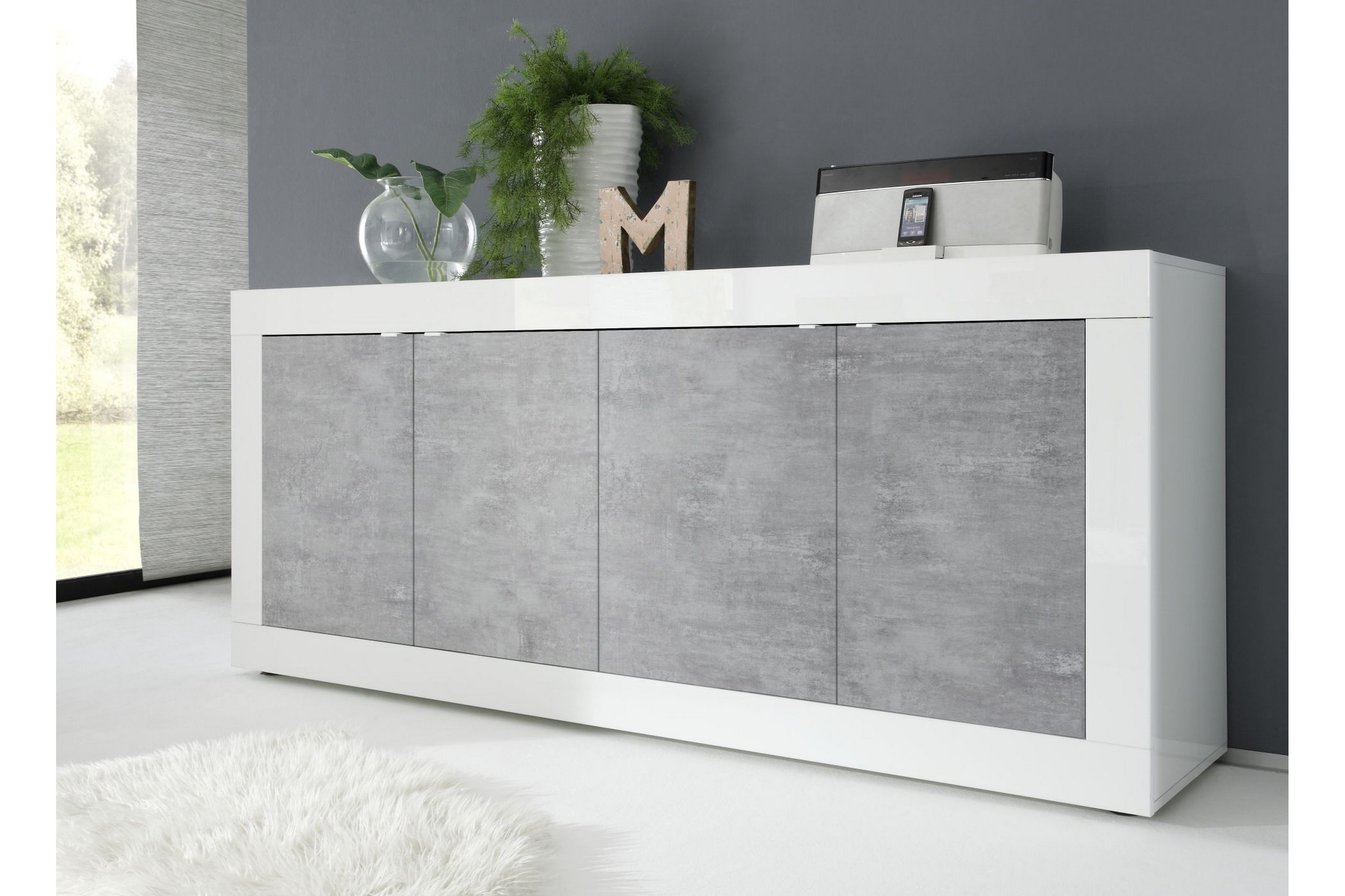 dinami skänk 102x43 cm vit högglans/grå -