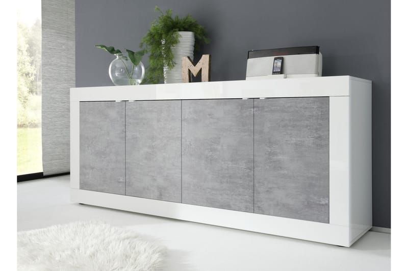 DINAMI Skänk 102x43 cm Vit Högglans/Grå - Förvaring - Förvaringsmöbler - Skänkar & sideboards