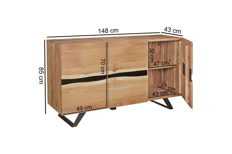 Dowlats Sideboard 148x43 cm - Trä/natur - Förvaring - Förvaringsmöbler - Skänkar & sideboards
