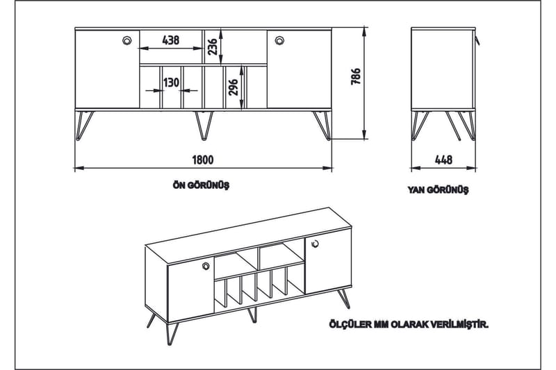 Dregrich Sidobord 180 cm - Valnöt|Svart - Förvaring - Förvaringsmöbler - Skänkar & sideboards