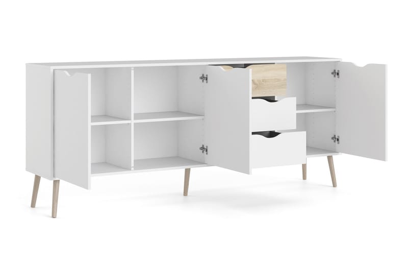 GLACIA Sideboard 40x196 cm Vit/Natur - Skänkar & sideboards