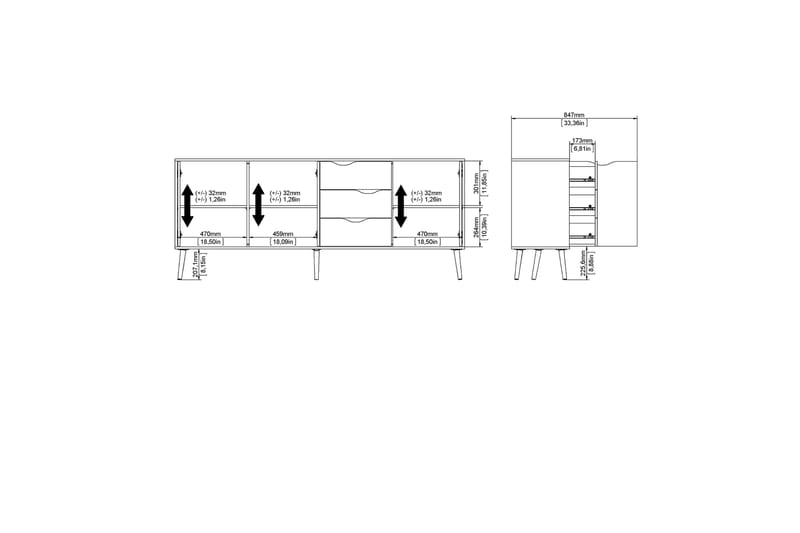 GLACIA Sideboard 40x196 cm Vit/Natur - Skänkar & sideboards