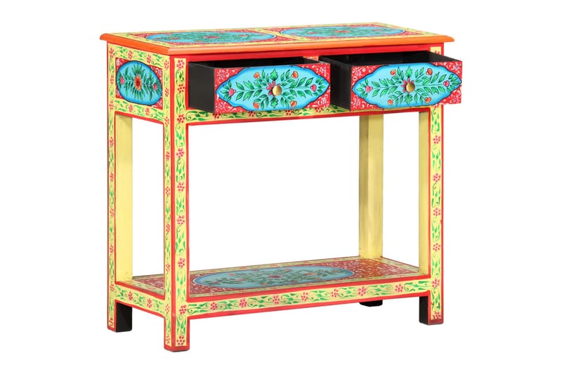 Handmålad skänk 80x35x75 cm massivt mangoträ - Flerfärgad - Förvaring - Förvaringsmöbler - Skänkar & sideboards