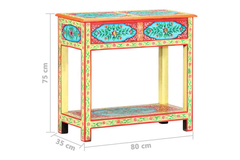 Handmålad skänk 80x35x75 cm massivt mangoträ - Flerfärgad - Förvaring - Förvaringsmöbler - Skänkar & sideboards