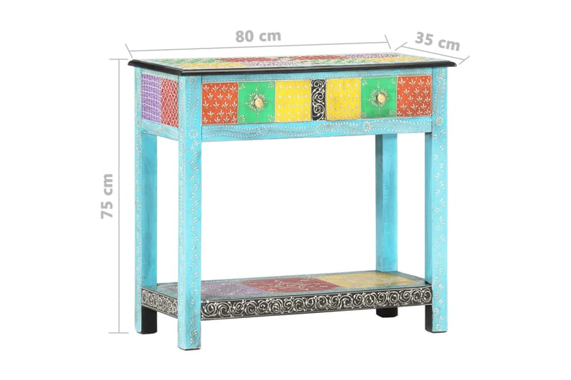 Handmålad skänk 80x35x75 cm massivt mangoträ - Flerfärgad - Förvaring - Förvaringsmöbler - Skänkar & sideboards