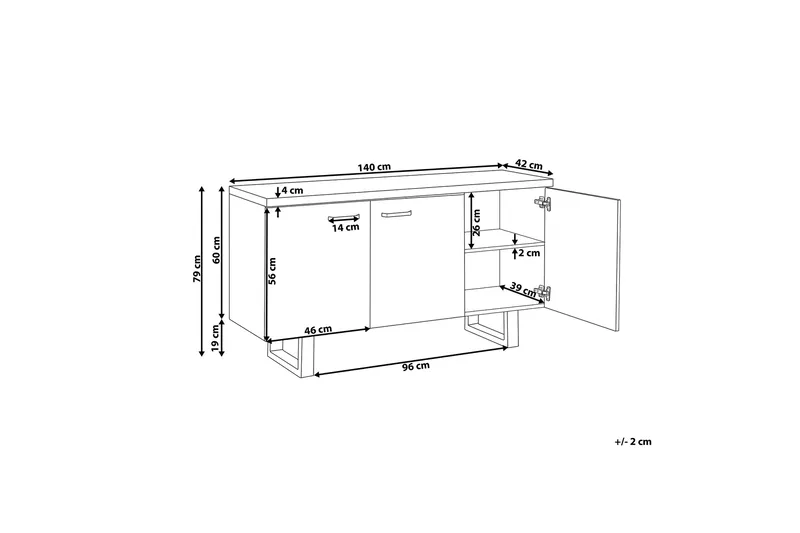 Harvley Skänk med 3 Dörrar - Trä/Natur - Förvaring - Förvaringsmöbler - Skänkar & sideboards