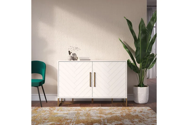 Herringbone Sideboard 122x48 cm Vit - CosmoLiving - Förvaring - Förvaringsmöbler - Skänkar & sideboards
