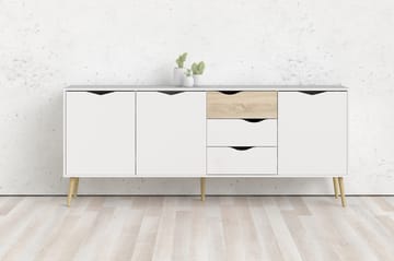 Hostafranc Sideboard 40x196 cm - Vit|Natur - Förvaring - Förvaringsmöbler - Skänkar & sideboards