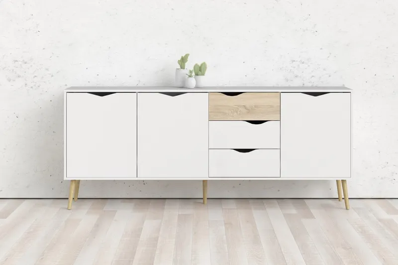 Hostafranc Sideboard 40x196 cm - Vit|Natur - Förvaring - Förvaringsmöbler - Skänkar & sideboards