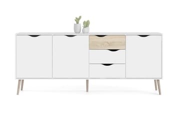 Hostafranc Sideboard 40x196 cm - Vit|Natur - Förvaring - Förvaringsmöbler - Skänkar & sideboards