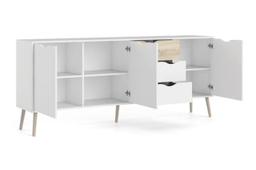 Hostafranc Sideboard 40x196 cm - Vit|Natur - Förvaring - Förvaringsmöbler - Skänkar & sideboards