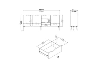 Hostafranc Sideboard 40x196 cm - Vit|Natur - Förvaring - Förvaringsmöbler - Skänkar & sideboards