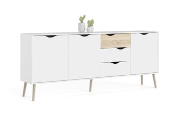 Hostafranc Sideboard 40x196 cm - Vit|Natur - Förvaring - Förvaringsmöbler - Skänkar & sideboards