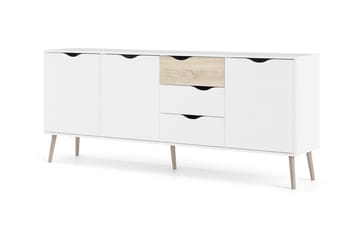 Hostafranc Sideboard 40x196 cm - Vit|Natur - Förvaring - Förvaringsmöbler - Skänkar & sideboards