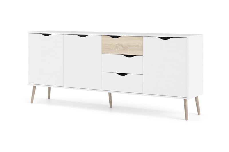Hostafranc Sideboard 40x196 cm - Vit|Natur - Förvaring - Förvaringsmöbler - Skänkar & sideboards