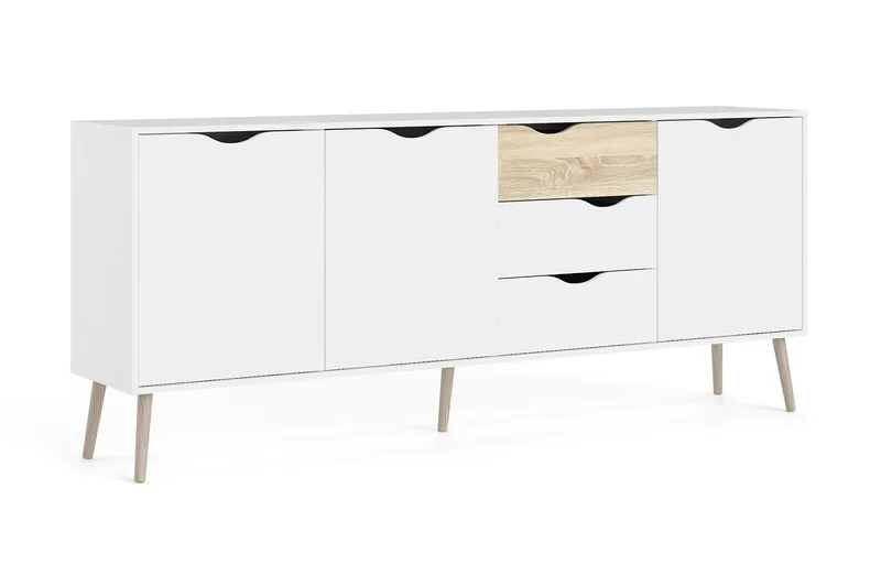 Hostafranc Sideboard 40x196 cm, Vit|Natur