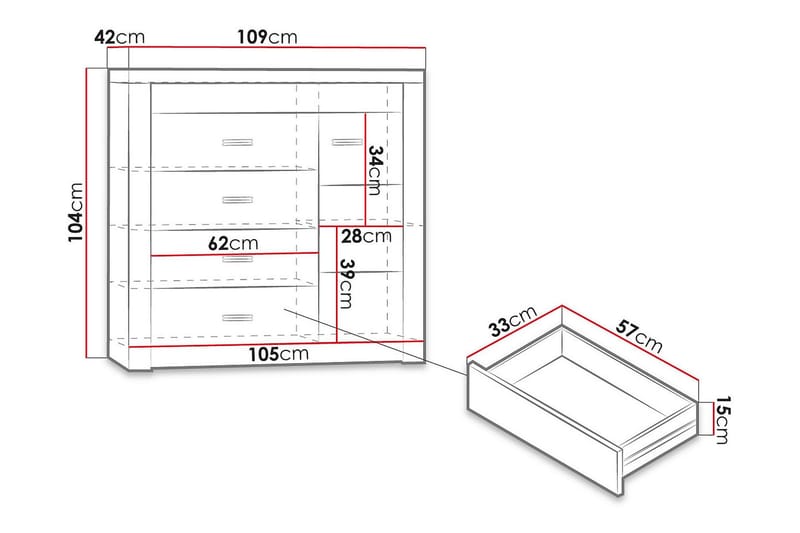 INDIANAPOLIS Skänk 109x42x104 cm - Brun - Skänkar & sideboards