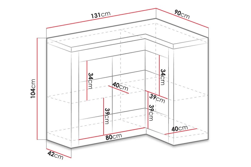 Indianapolis Skänk 131x42x104 cm - Brun - Förvaring - Förvaringsmöbler - Skänkar & sideboards