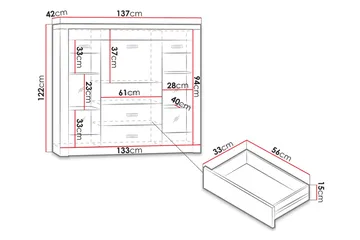 Indianapolis Skänk 137x42x122 cm - Brun - Förvaring - Förvaringsmöbler - Skänkar & sideboards