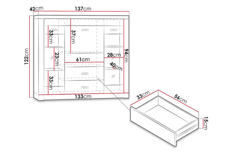 Indianapolis Skänk 137x42x122 cm - Brun - Skänkar & sideboards