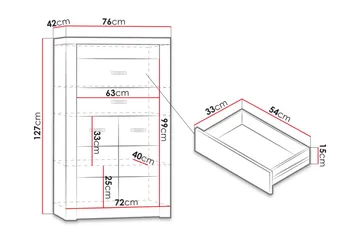 Indianapolis Skänk 76x42x127 cm - Beige/Brun - Förvaring - Förvaringsmöbler - Skänkar & sideboards