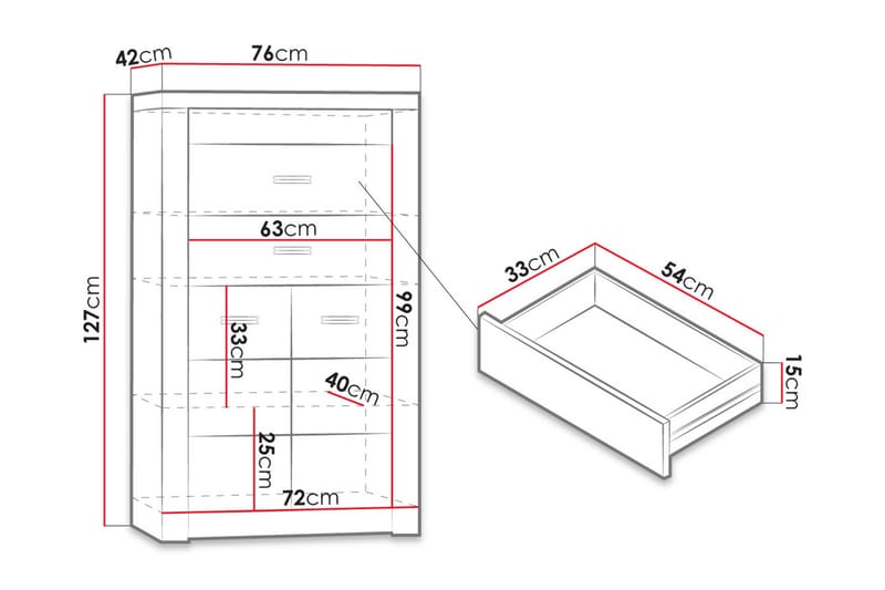 INDIANAPOLIS Skänk 76x42x127 cm - Beige/Brun - Skänkar & sideboards