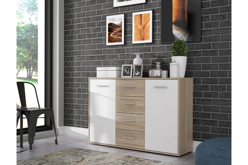 JUNAH Skänk 34x123 cm Brun/Vit - Förvaring - Förvaringsmöbler - Skänkar & sideboards