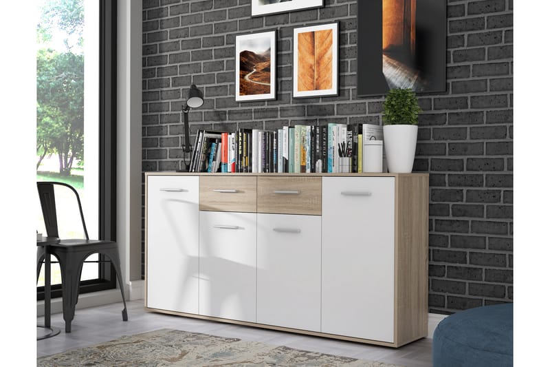 JUNAH Skänk 34x162 cm Brun/Vit - Förvaring - Förvaringsmöbler - Skänkar & sideboards