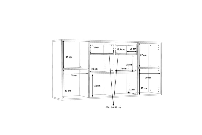 JUNAH Skänk 34x162 cm Vit - Grå - Förvaring - Förvaringsmöbler - Skänkar & sideboards