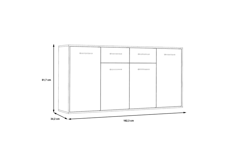 JUNAH Skänk 34x162 cm Vit - Grå - Förvaring - Förvaringsmöbler - Skänkar & sideboards