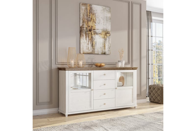 KENSTONE Sideboard 42x181 cm  Vit/Natur - Förvaring - Förvaringsmöbler - Skänkar & sideboards