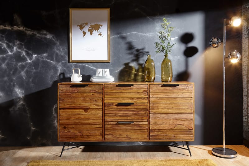 Kimbal Skänk 160x40 cm i Trä med Metallben - Brun - Förvaring - Förvaringsmöbler - Skänkar & sideboards