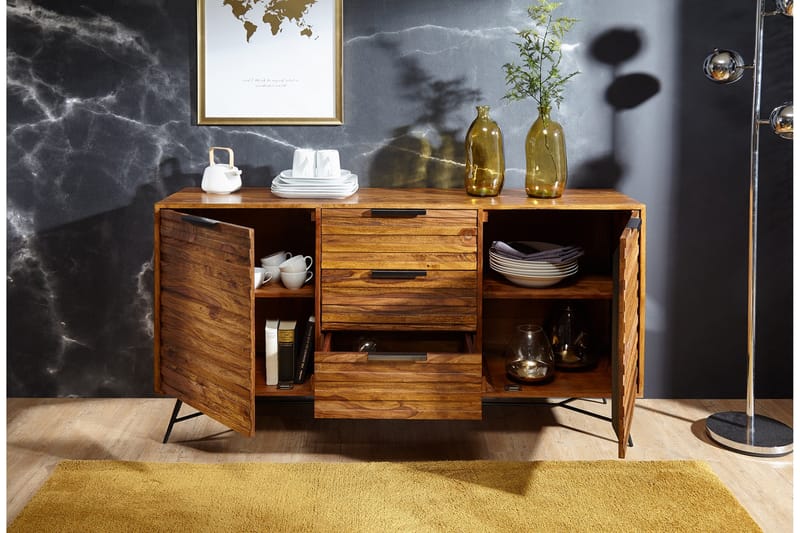 Kimbal Skänk 160x40 cm i Trä med Metallben - Brun - Förvaring - Förvaringsmöbler - Skänkar & sideboards