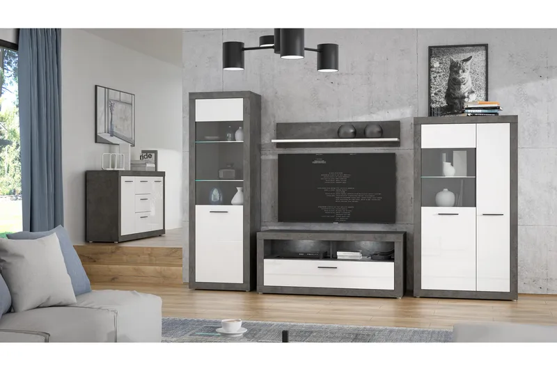 Kranea Sideboard 41x143 cm - Grå/Vit - Förvaring - Förvaringsmöbler - Skänkar & sideboards