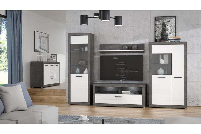 Kranea Sideboard 41x143 cm - Grå/Vit - Förvaring - Förvaringsmöbler - Skänkar & sideboards