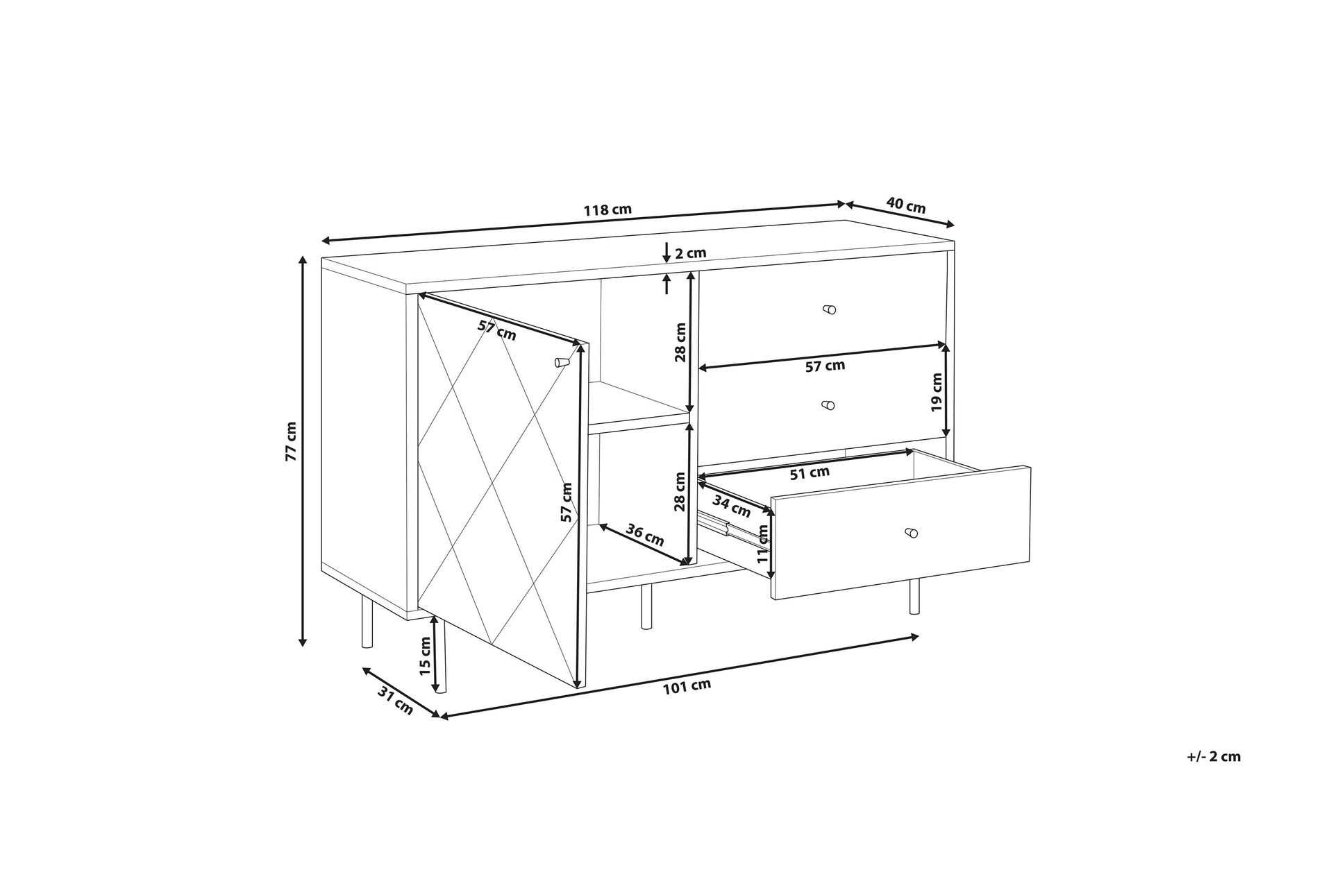LECLERC Skänk Grå - Förvaring - Förvaringsmöbler - Skänkar & sideboards