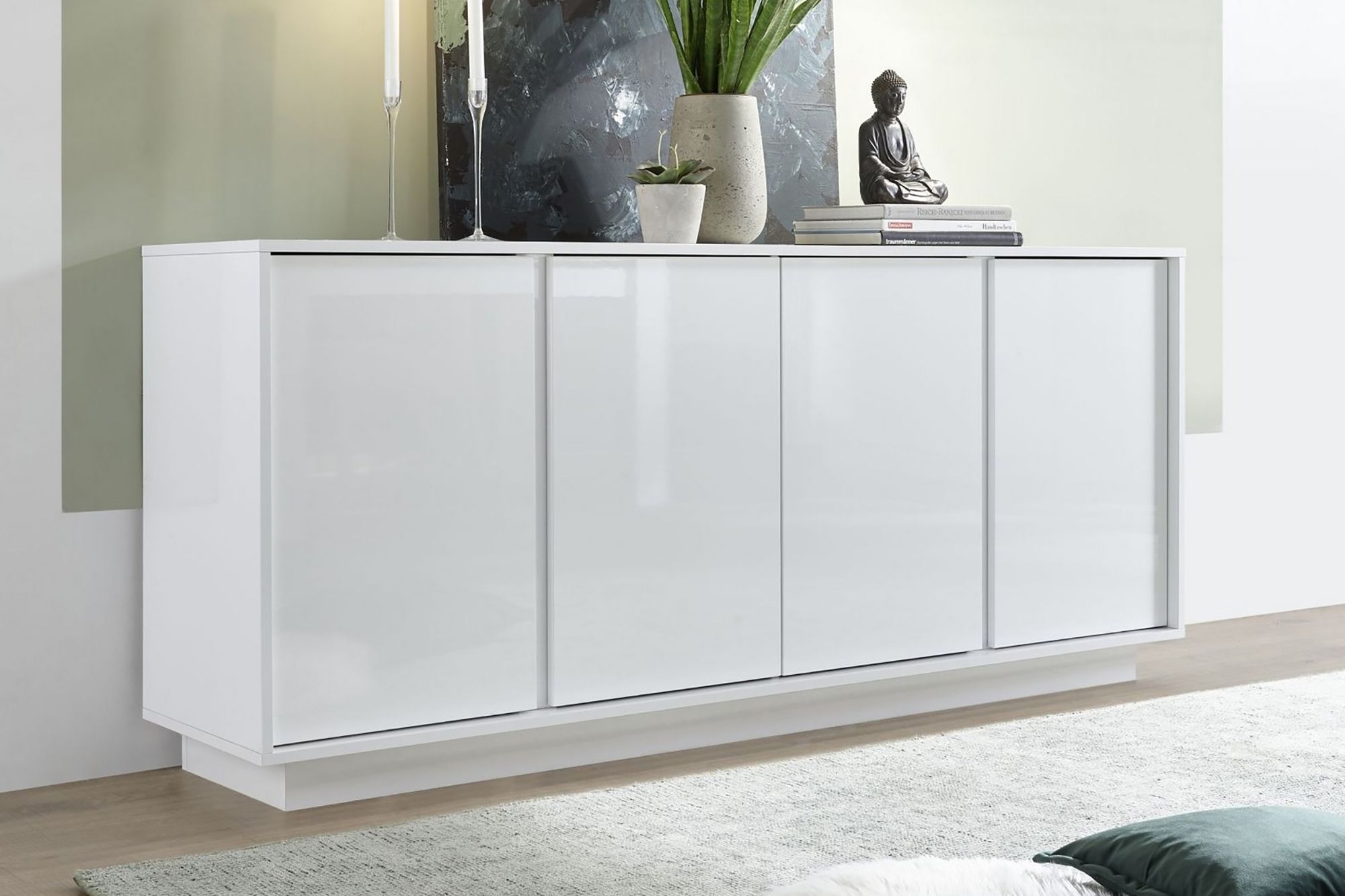 ledus sideboard 180x43 cm vit högglans -