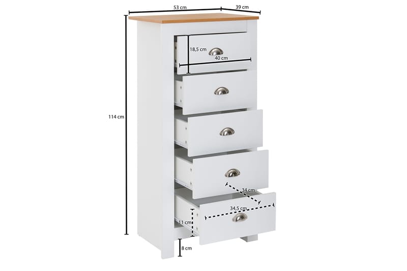 MAZI Sideboard 39 cm Rektangulär Vit/Natur - Förvaring - Förvaringsmöbler - Skänkar & sideboards