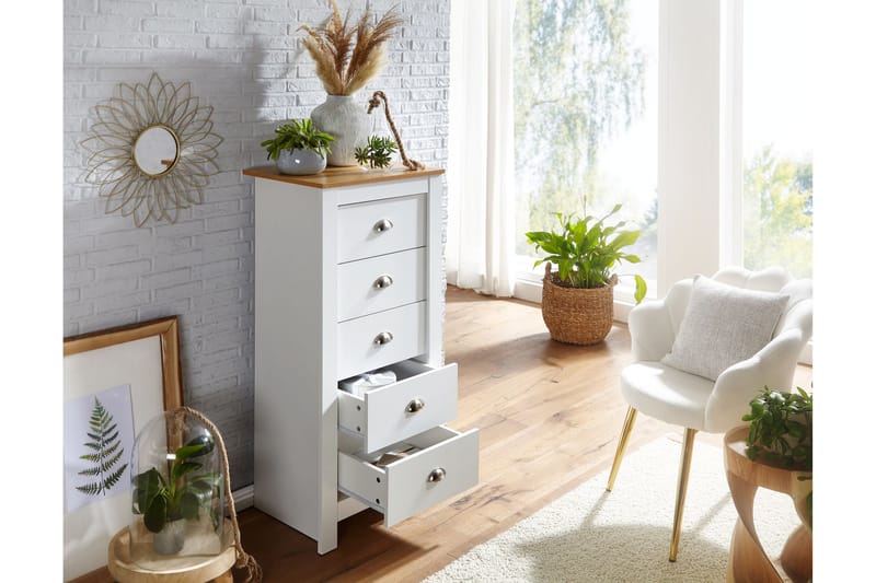 MAZI Sideboard 39 cm Rektangulär Vit/Natur - Förvaring - Förvaringsmöbler - Skänkar & sideboards