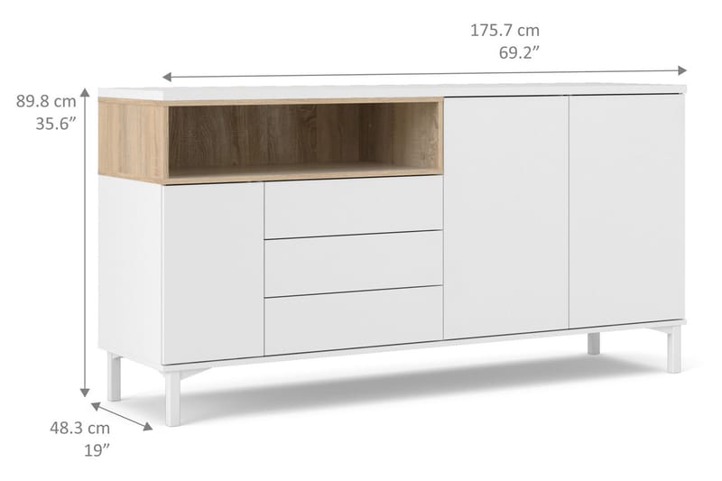 MELE Skänk 176 Vit/Brun - Förvaring - Förvaringsmöbler - Skänkar & sideboards